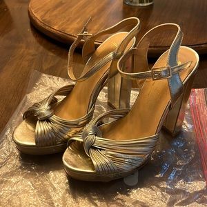 Zara Gold 70’s Style Party Heels Sz 5